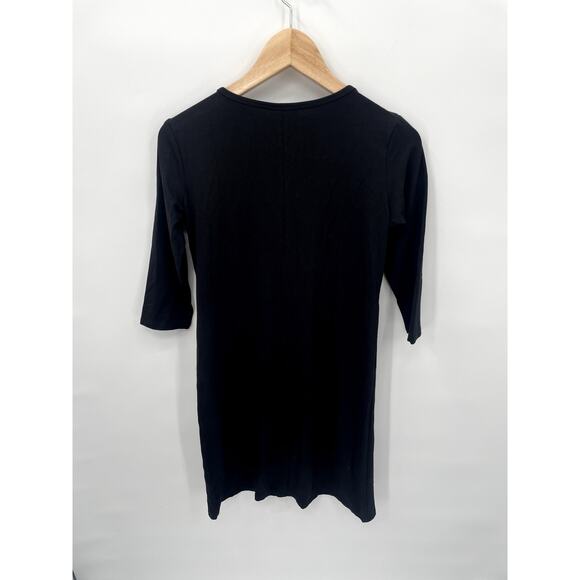 Milk Nursing Black 3/4 Sleeve Nursing Tie Front Dress // S - Picture 6 of 6